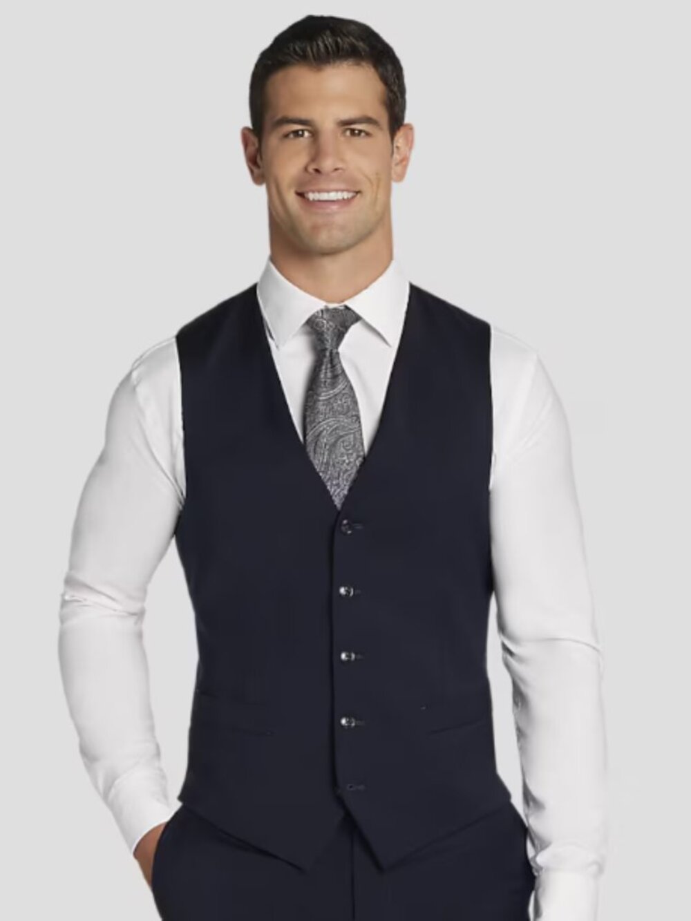 NWT Joseph Abboud Mens 5-button Modern Wool Vest Navy Solid Small